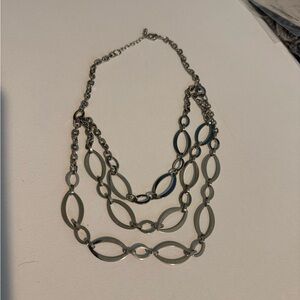 Source Unknown Silver Multi-Strand Oval Link Necklace